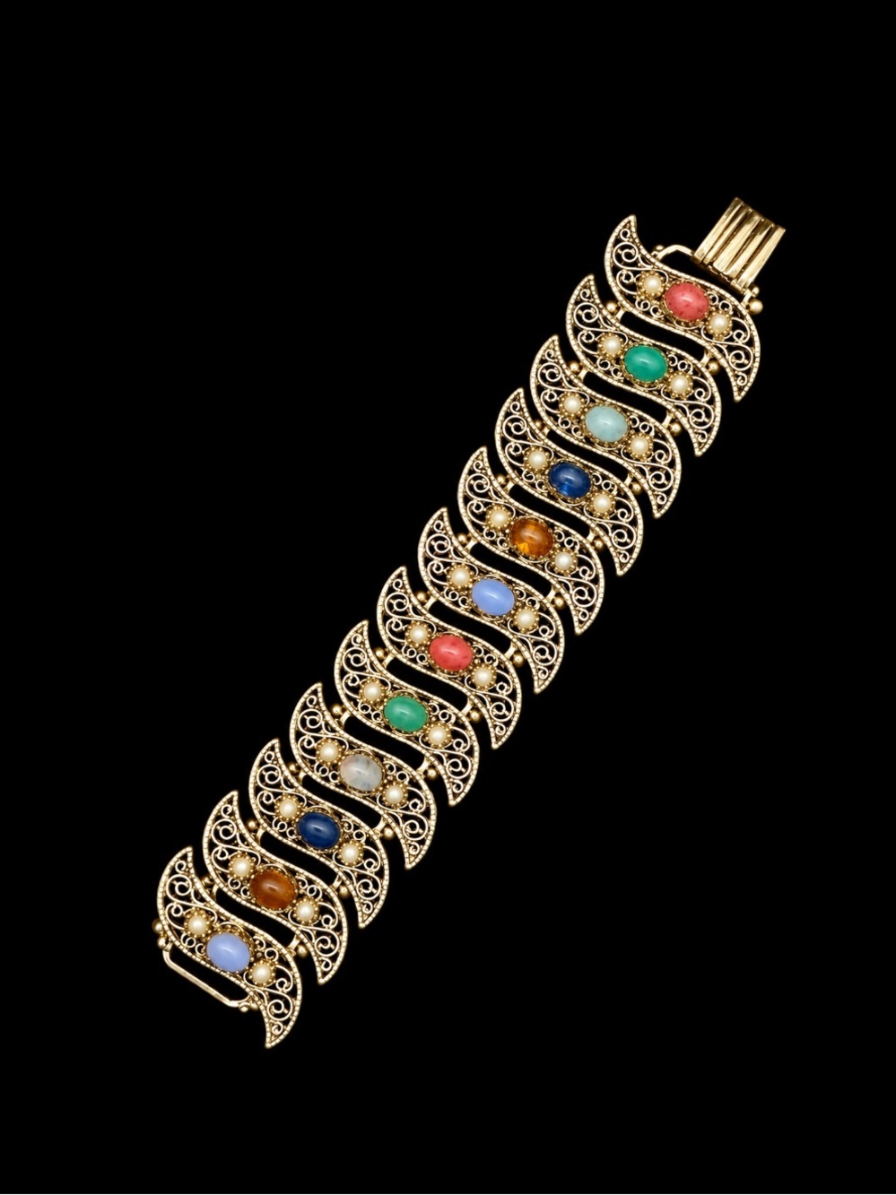 Gold-Tone Multi-Color Gemstone Bracelet